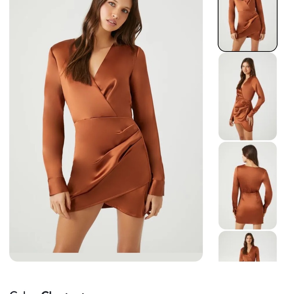 Elegant Copper Wrap Dress